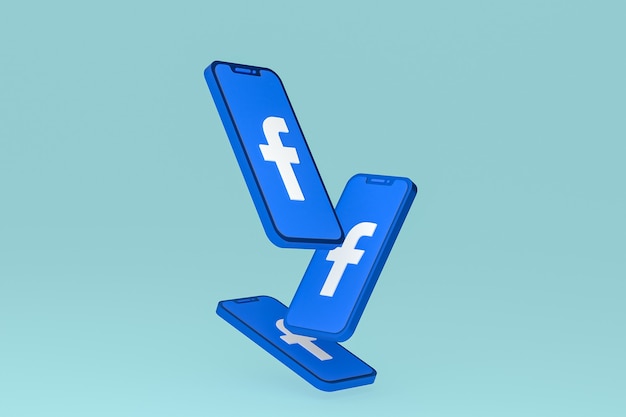 Facebook icon on screen smartphone or mobile phone 3d render