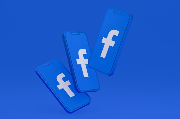 Facebook icon on screen smartphone or mobile phone 3d render