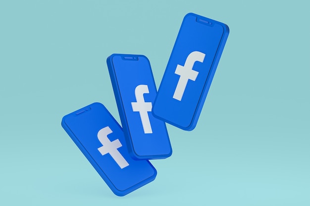 Facebook icon on screen smartphone or mobile phone 3d render