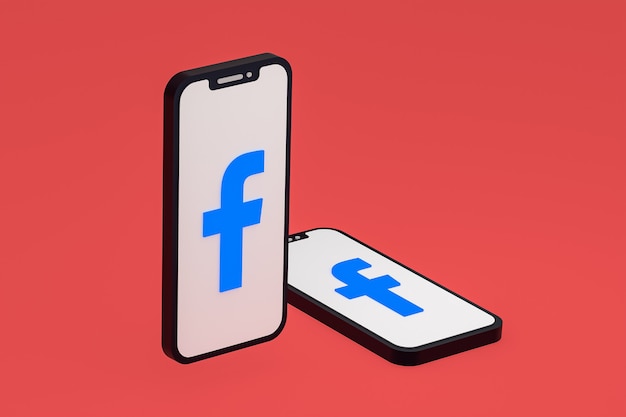 Facebook icon on screen smartphone or mobile phone 3d render