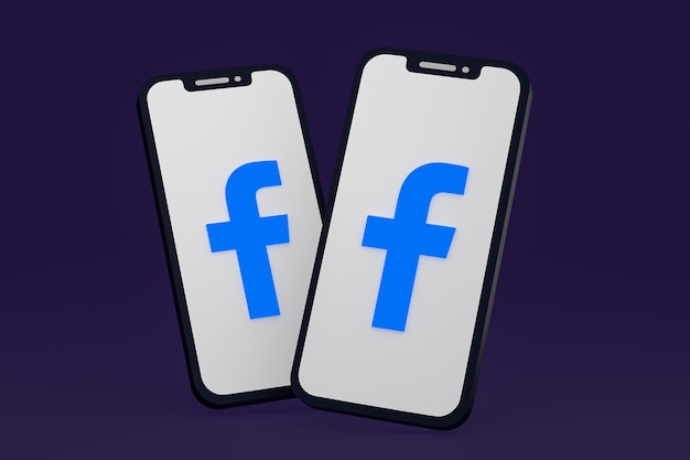 Facebook icon on screen smartphone or mobile phone 3d render