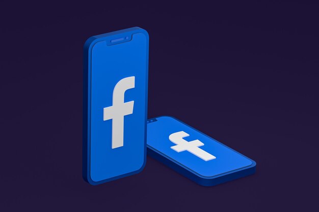 Facebook icon on screen smartphone or mobile phone 3d render