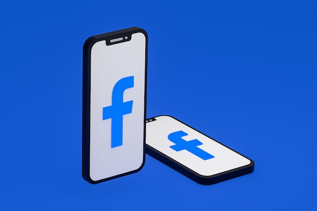 Facebook icon on screen smartphone or mobile phone 3d render