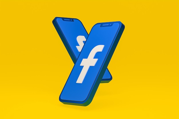 Facebook icon on screen smartphone or mobile phone 3d render