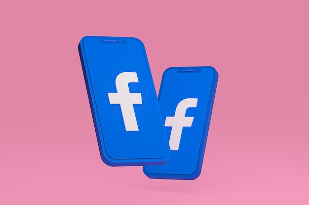 Facebook icon on screen smartphone or mobile phone 3d render