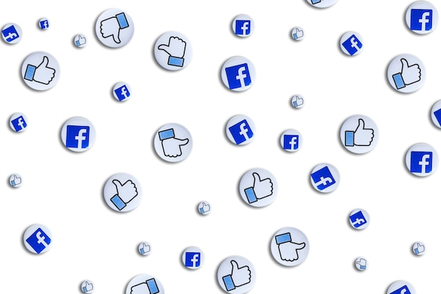 Facebook icons and blue likes on a white background