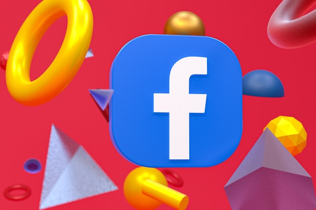 Facebook ig logo on abstract geometry background