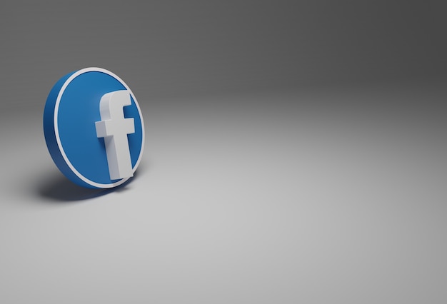 Facebook logo in white and blue isolated in background, all in 3d.