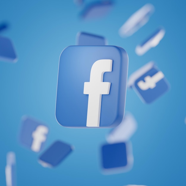 facebook logo with scattered pile of icons background