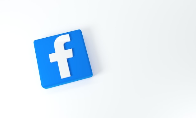 Facebook logo with space for text and graphics on white background. 3D rendering.