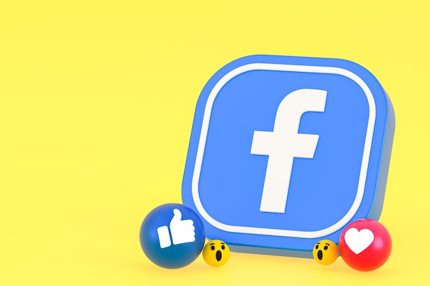 Facebook reactions emoji 3d render,social media   symbol  