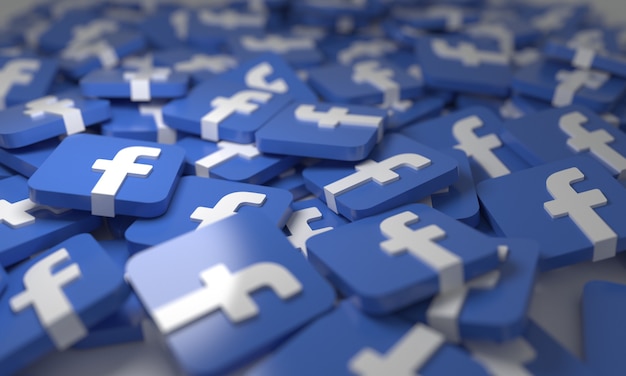 Facebook stacked 3d isometric logos background  Social Network Media symbol