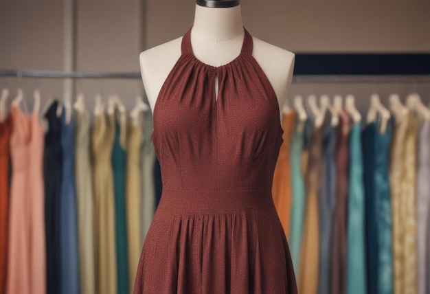 Photo a faceless mannequin exhibits a womens halter dress