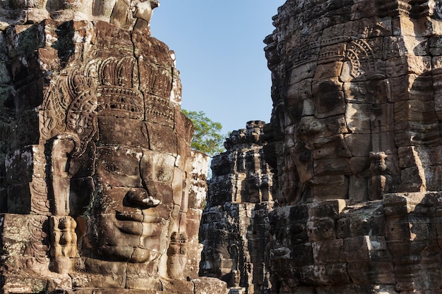 Faces of bayon temple angkor cambodia