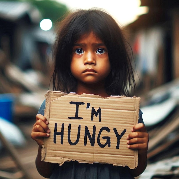 Faces of refugee kids in the camp showing hunger and desperation