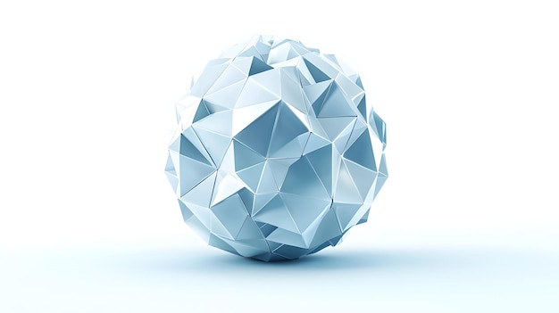 Photo faceted 3d sphere in minimalist geometric design on white background