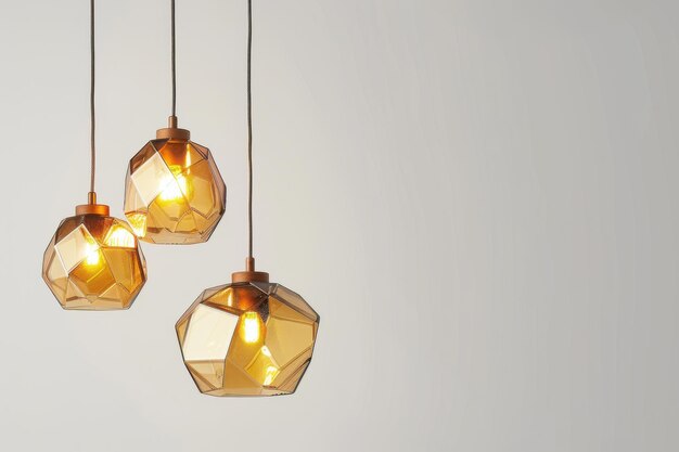 Faceted Glass Pendant Lamp Isolated In Transparent Background