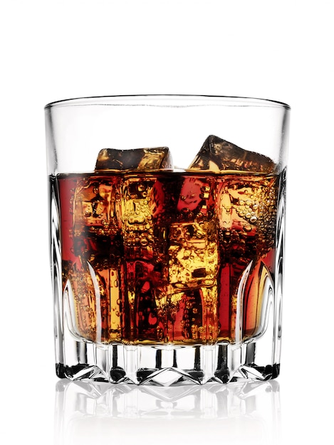 Faceted glass with cold cola