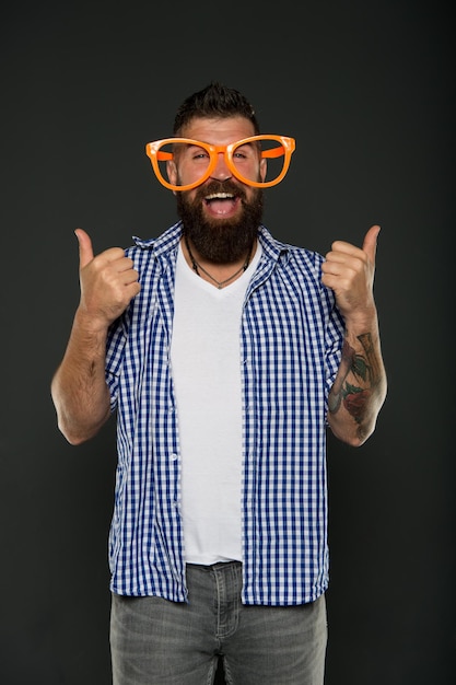 Facial care Male fashion brutal caucasian hipster with moustache Mature hipster with beard happy man in party glasses summer vacation Bearded man happy and carefree