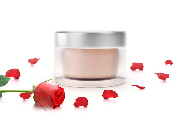 Facial cream with rose extract and rose petals