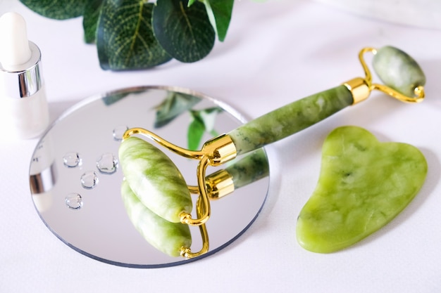 Facial massage kit Face roller and gua sha massager made from natural stones