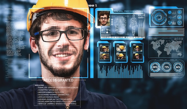 Facial recognition technology for industry worker to access machine control