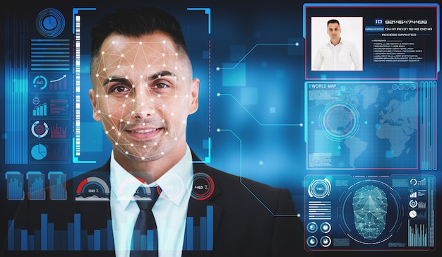 Facial recognition technology scan and detect people face for identification