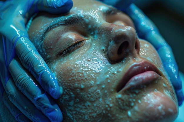 a facial treatment in a beauty salon