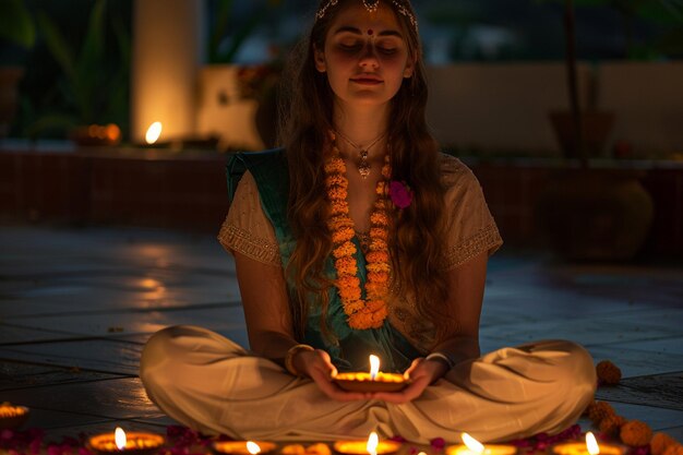 Photo facilitating a livestreamed diwali meditation for generative ai