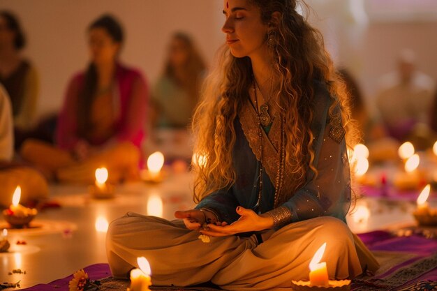 Photo facilitating a livestreamed diwali meditation for generative ai