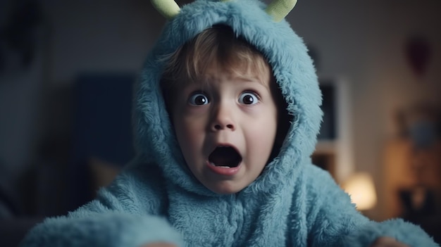 Facing Fears Brave Kid Confronts Nightmares and Imaginary Monsters Generative AI