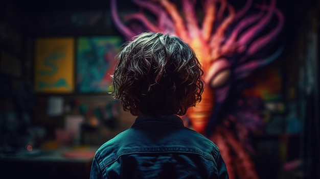 Facing Fears Brave Kid Confronts Nightmares and Imaginary Monsters Generative AI