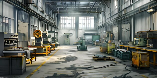 Photo factory interior with industrial machinery