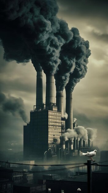 Factory producing co2 pollution