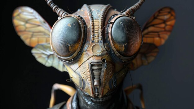 Photo factory production of hyperdetailed insect masks ultrarealistic ai generative