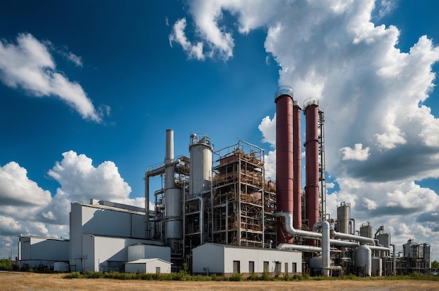 Factory with Blue Sky and Clouds