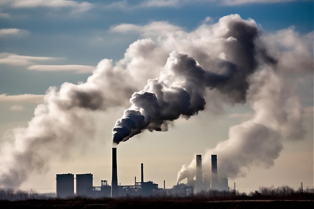 A factory with smoke coming out of it CO2 pollution