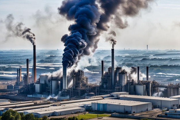 a factory with smoke coming out of it and a factory with smoke coming out of it