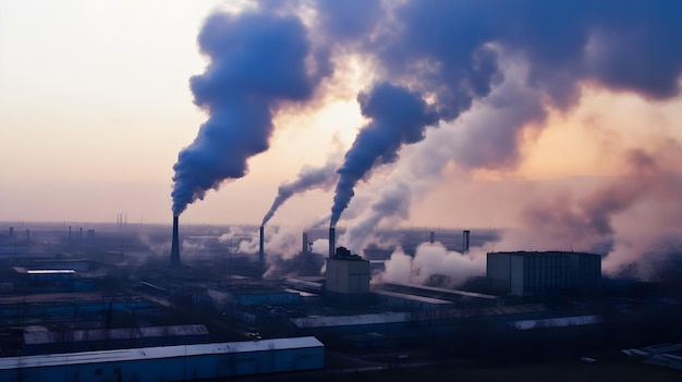 A factory with smoke coming out of it