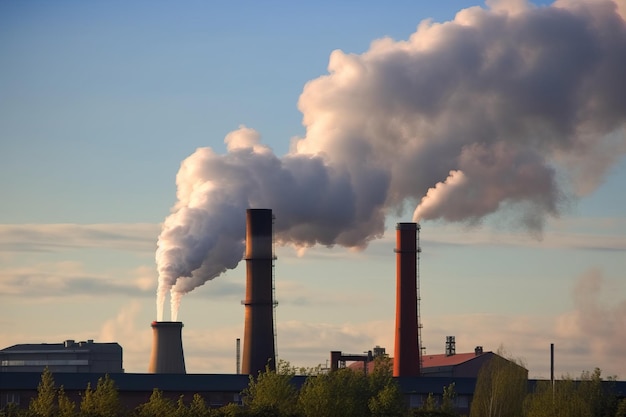 A factory with smoke coming out of it