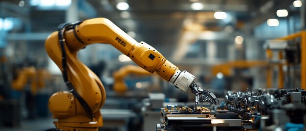 Factory Worker Operating a Robotic Arm