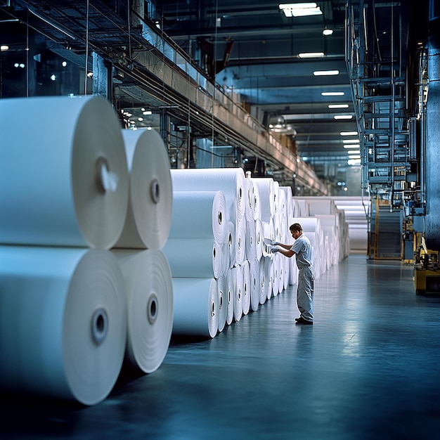 Factory Worker in a Paper Mill