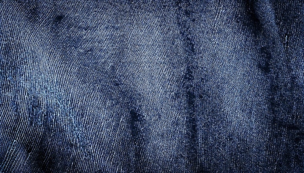 Faded indigo dye texture of dark blue denim jeans fabric