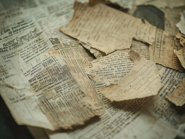 Faded Newspaper Clippings Preserved in a Scrapbook