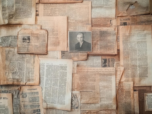 Faded Newspaper Clippings Preserved in a Scrapbook