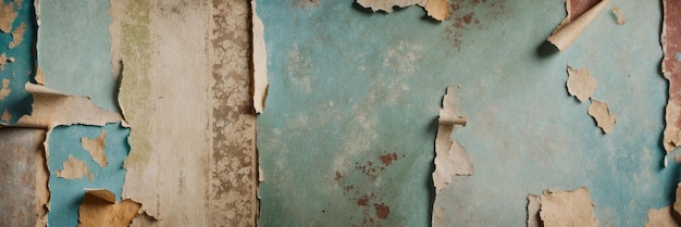 Faded Wallpaper with Peeling Edges and Stains