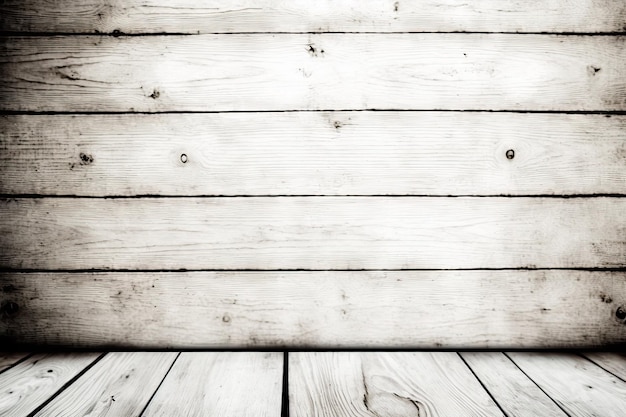 Faded weathered white wood planks in the background a wooden tabletop with room for your text