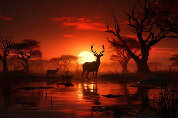 In the fading light wild animals don their twilight silhouettes in nature's theater