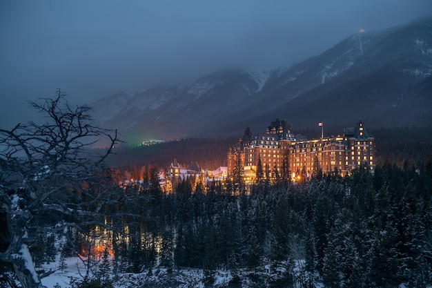 Fairmont Banff Springs hotel in the winter, Banff national park, Alberta, Canada