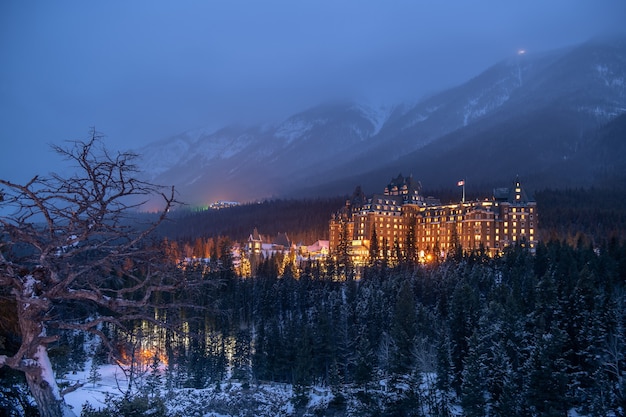 Fairmont Banff Springs hotel in the winter, Banff national park, Alberta, Canada